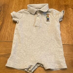 Ralph Lauren six months all in one gray short sleeve big teddy bear